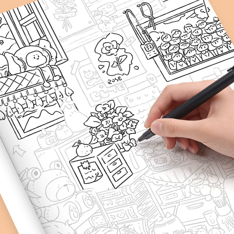 สมุดระบายสีลายเส้นคลายเครียดสำ - Adult Coloring Book Stress Relief บทวิจารณ์และราคา