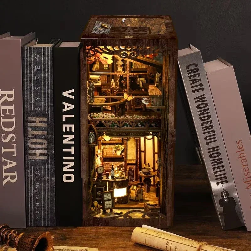 ชั้นวางหนังสือร้านกาแฟเซเรนิตี - Diy Wooden Book Nook Kit Shelf Insert บทวิจารณ์และราคา
