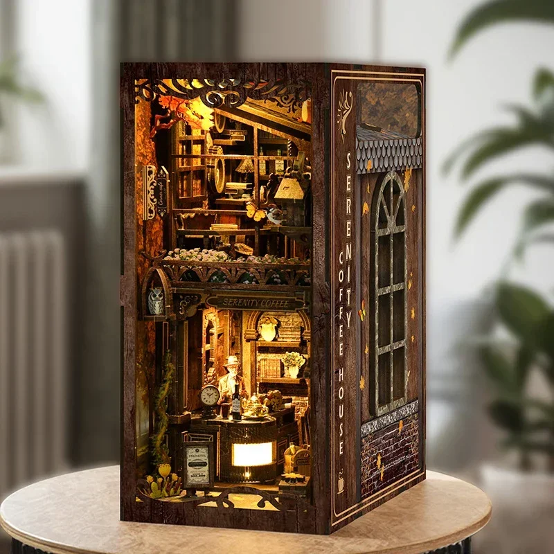 ชั้นวางหนังสือร้านกาแฟเซเรนิตี - Diy Wooden Book Nook Kit Shelf Insert บทวิจารณ์และราคา