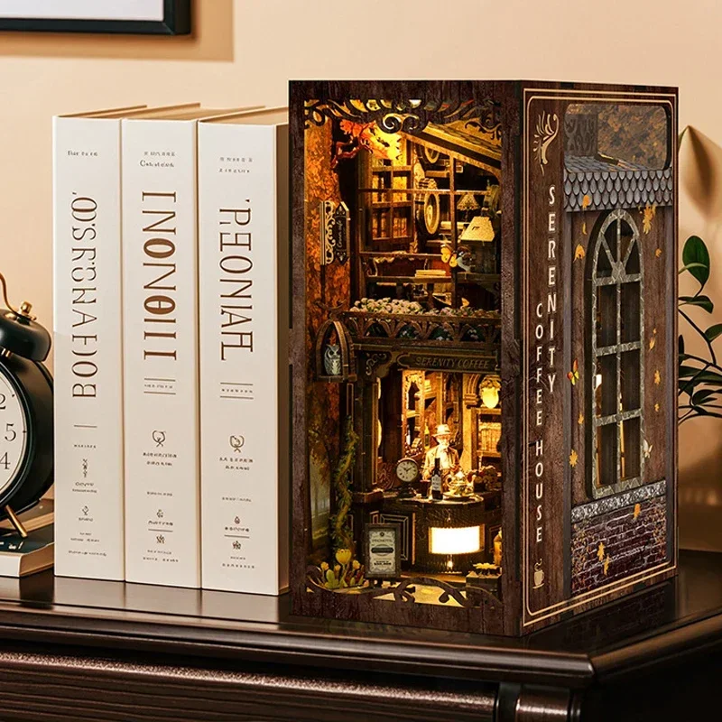 ชั้นวางหนังสือร้านกาแฟเซเรนิตี - Diy Wooden Book Nook Kit Shelf Insert บทวิจารณ์และราคา